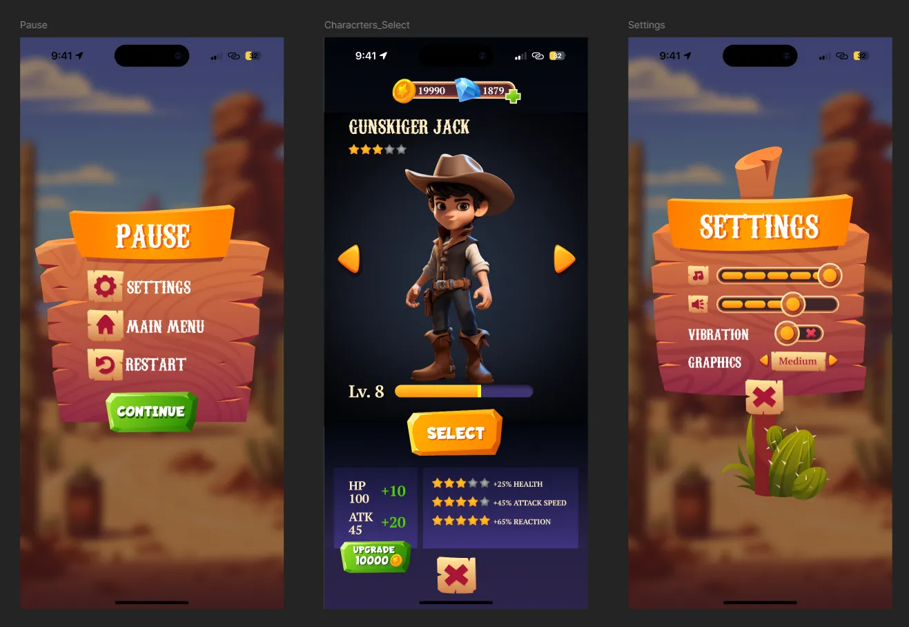 2D character concept art for mobile game — freelance game artist