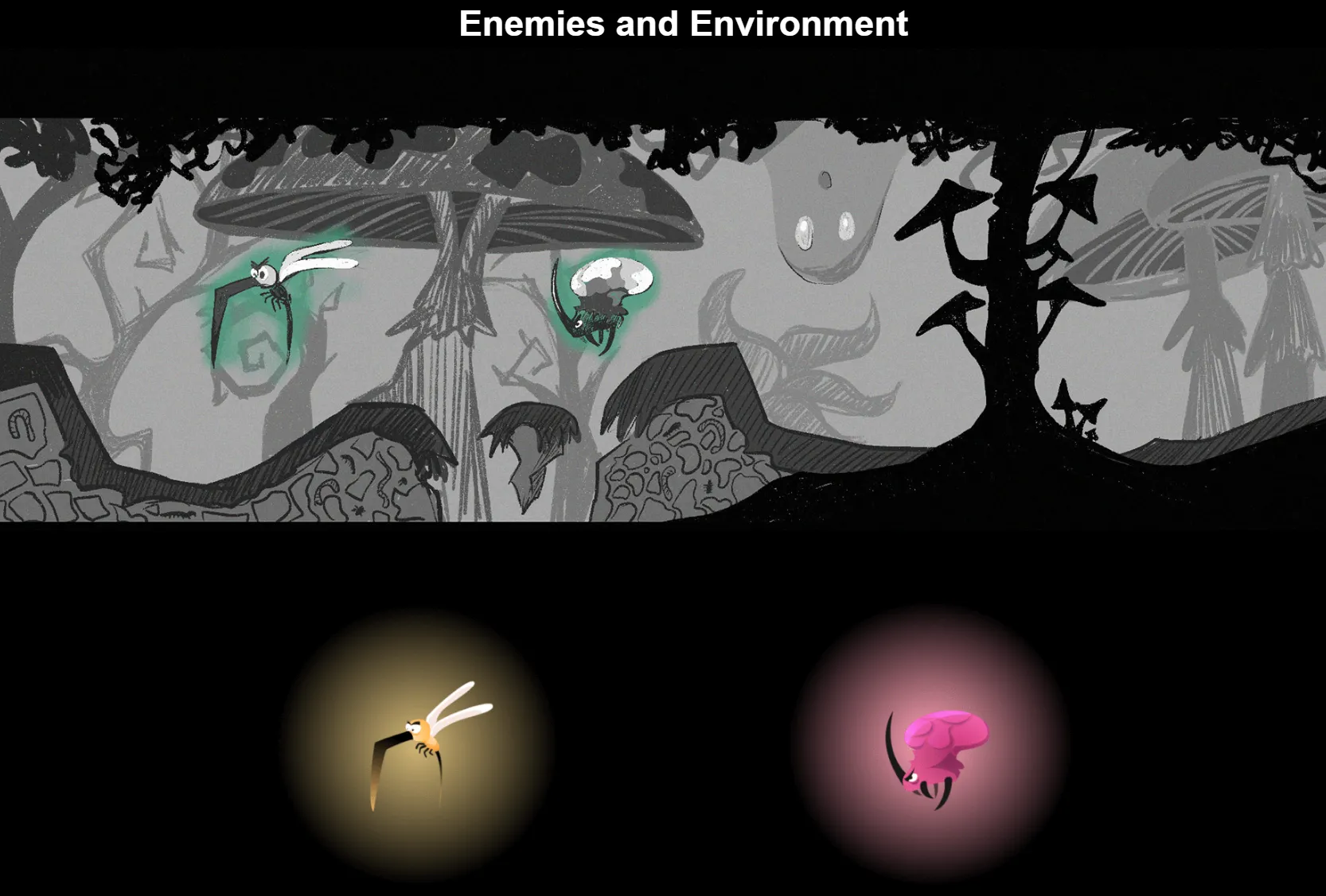 Shaman game visual assets — backgrounds and 2D character art